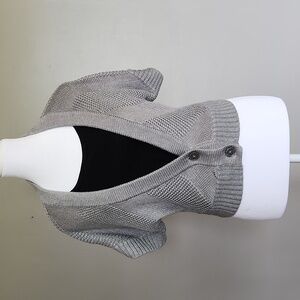 Worthington Short Sleeve Button Up Cardigan Sweater Size Small Silver